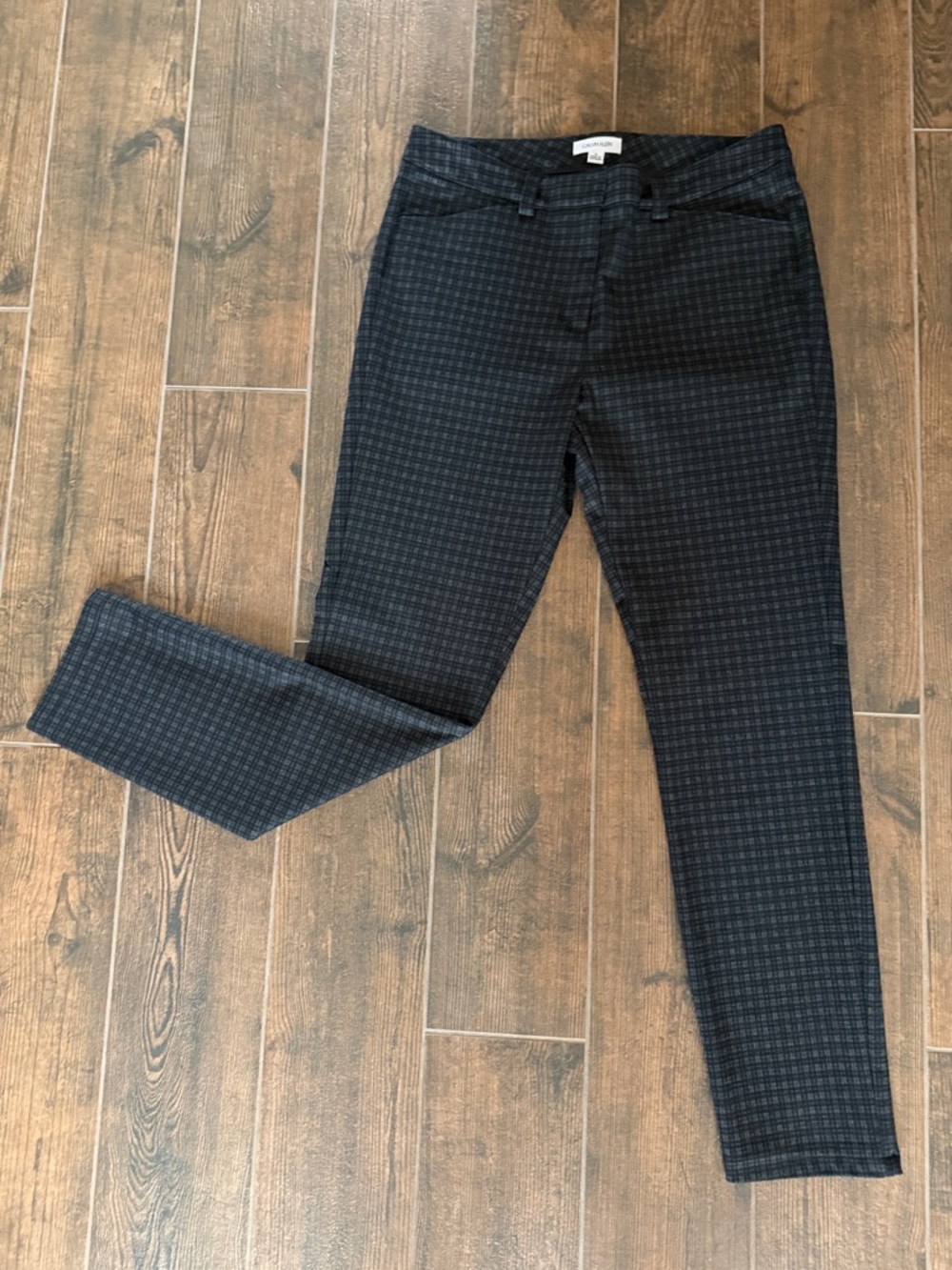 Calvin Klein Black Plaid Skinny Pants